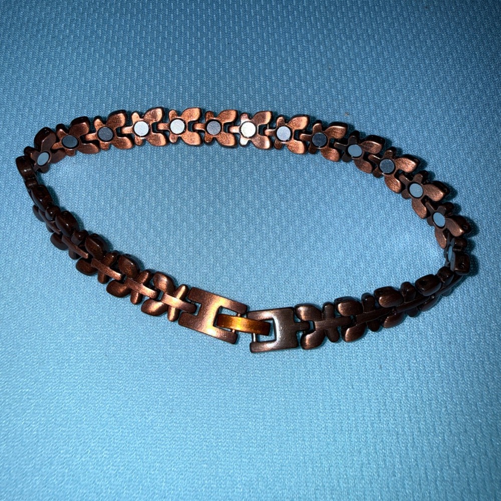 Magnetic Bracelet Women NEW 8.25" Copper Butterfly Link Design